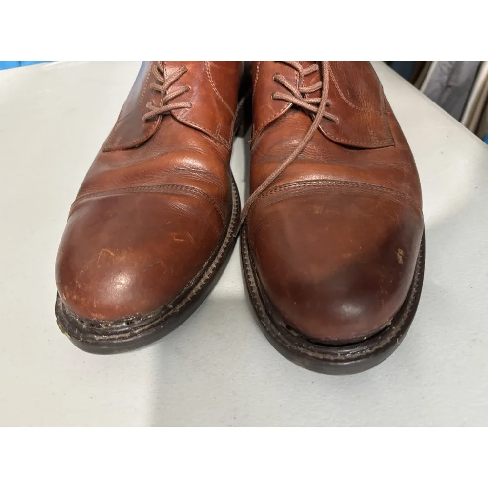J. Murphy Johnston & Murphy Cap Toe Derby Mens 12 Brown Leather Classic Office